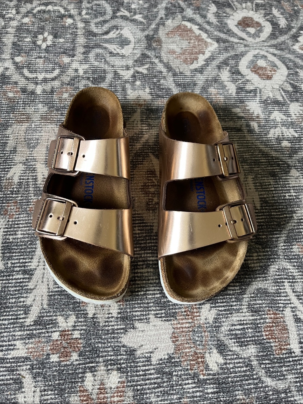 Women’s Metallic Copper Birkenstock Sandals 38 Narrow